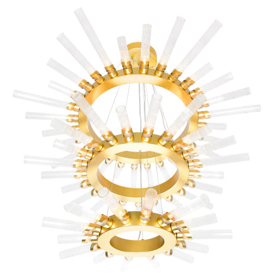 Collar 63 Light Satin Gold Chandelier