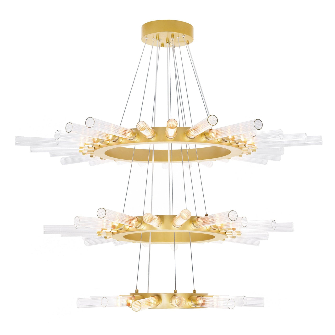 Collar 63 Light Satin Gold Chandelier