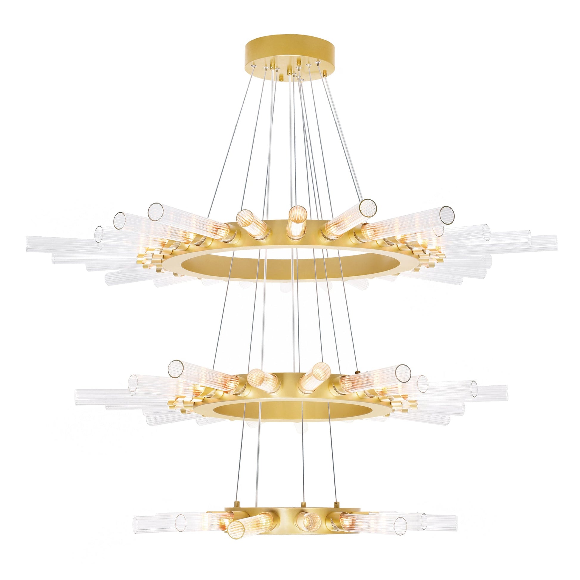 Collar 63 Light Satin Gold Chandelier