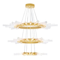 Collar 63 Light Satin Gold Chandelier