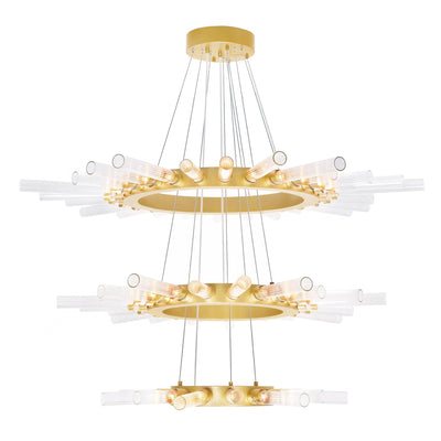 Collar 63 Light Satin Gold Chandelier