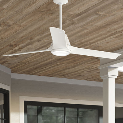 60 inch Aeronaut Wi-Fi ENERGY STAR® Matte White Damp Rated Ceiling Fan with LED Light Kit and Remote