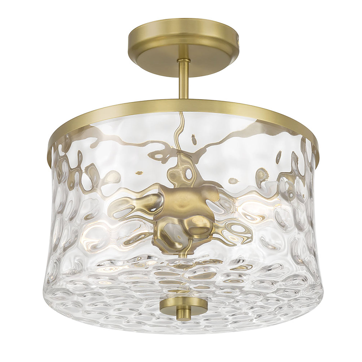 13'' Clarvyn Vintage BrassClear Stone Water 2 Light Semi-Flush Mount