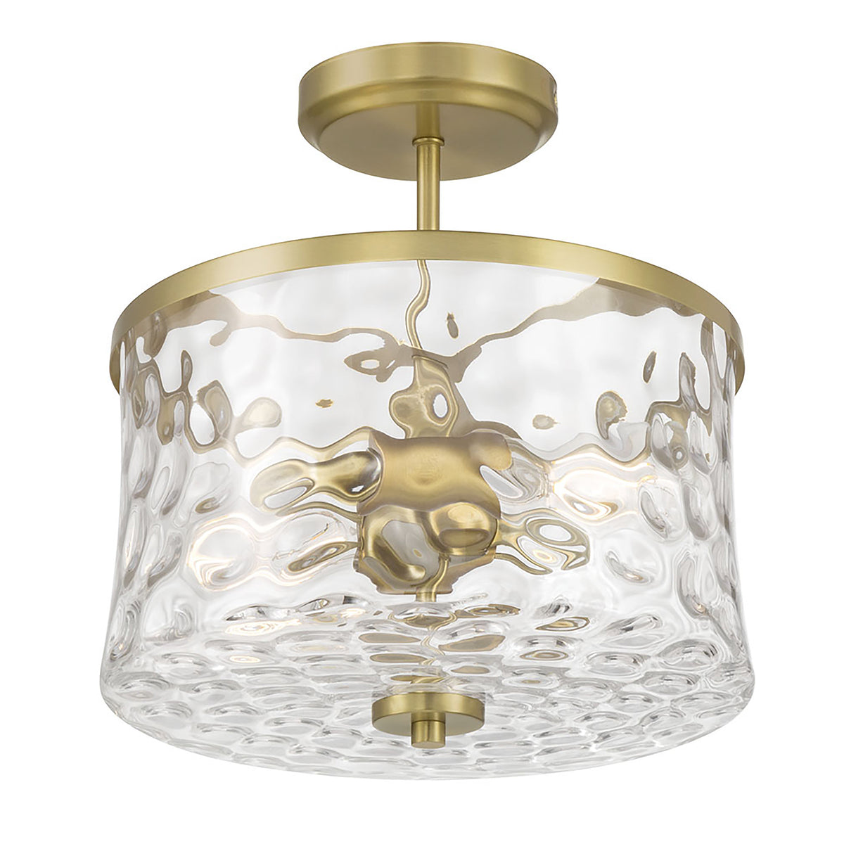 13'' Clarvyn Vintage BrassClear Stone Water 2 Light Semi-Flush Mount