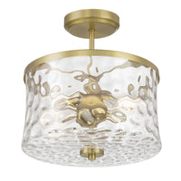 13'' Clarvyn Vintage BrassClear Stone Water 2 Light Semi-Flush Mount