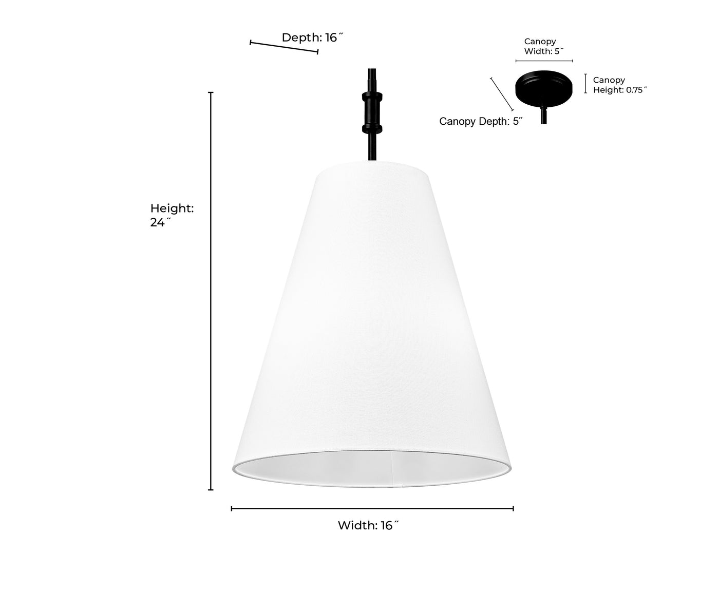 24'' Adorra Matte Black 3 Light Pendant