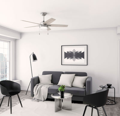52 inch Anisten Brushed Nickel Ceiling Fan with LED Light Kit and Pull Chain