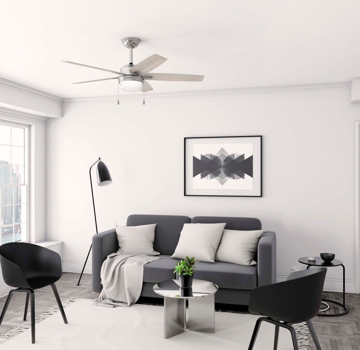 52 inch Anisten Brushed Nickel Ceiling Fan with LED Light Kit and Pull Chain