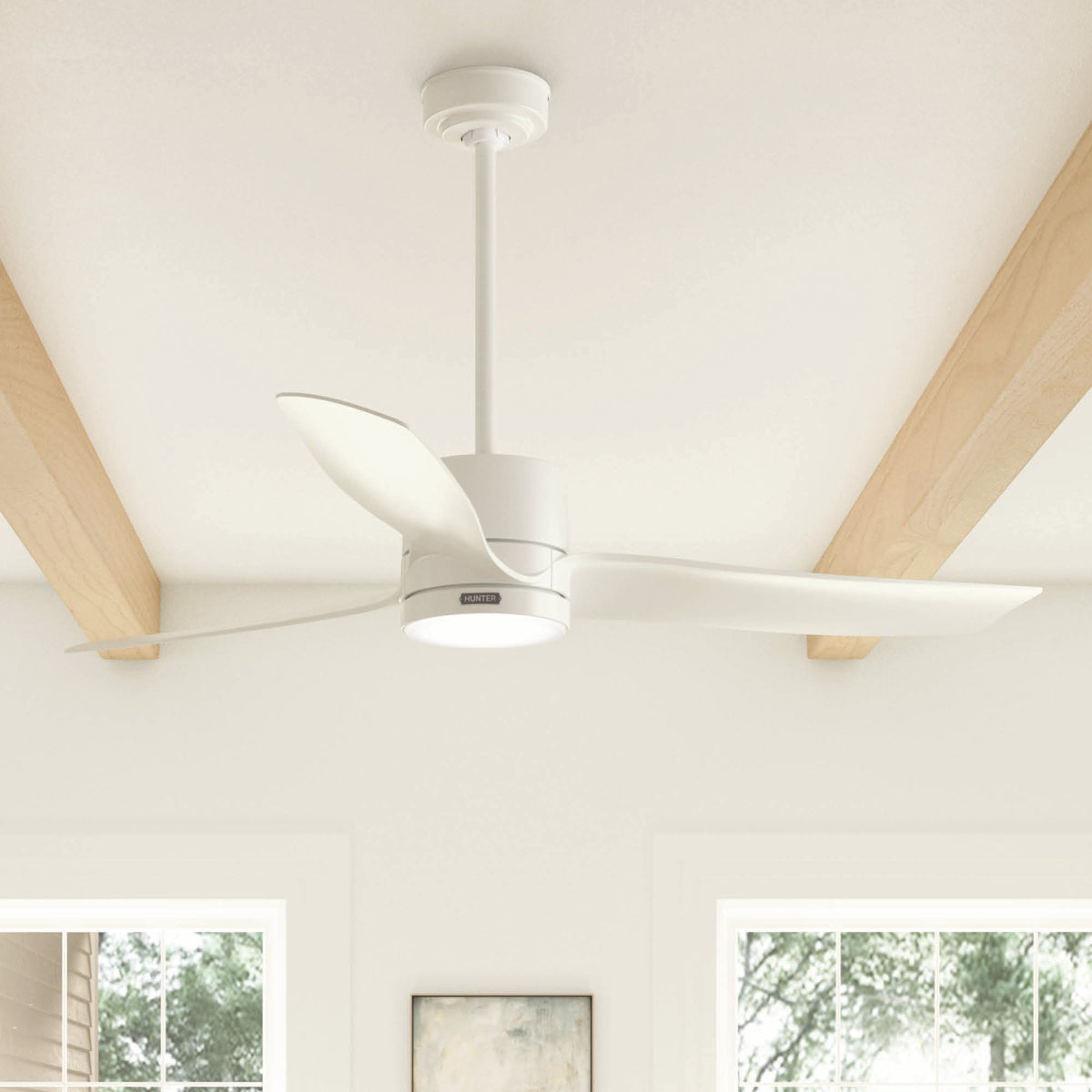 60 inch Bolsa Fresh White Ceiling Fan with LED Light Kit and Handheld Remote