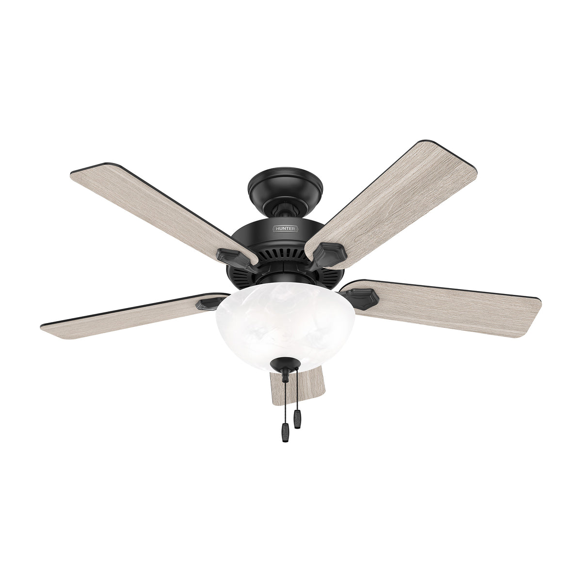 44 inch Swanson ENERGY STAR® Matte Black Ceiling Fan with LED Light Kit and Pull Chain