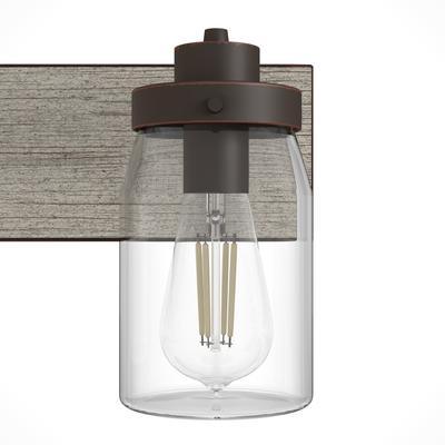 Devon Park 30-inch 4-light Onyx Bengal and Barnwood Vanity Light with Clear Glass