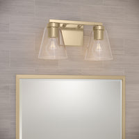 13-inch Strayhan Modern Gold 2-Light Clear Glass Bathroom Vanity Light