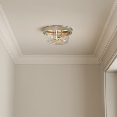 13-inch Strayhan Brushed Nickel 2-Light Clear Glass Flush Mount Ceiling Light