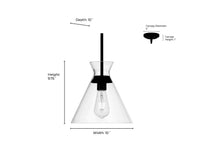 9.75'' Amarella Matte Black 1 Light Pendant