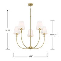 32.5'' Mairbourne Vintage Brass 5 Light Chandelier