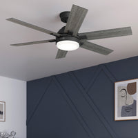 52 inch Georgetown ENERGY STAR® HunterExpress Matte Black Ceiling Fan with LED Light Kit and Handheld Remote