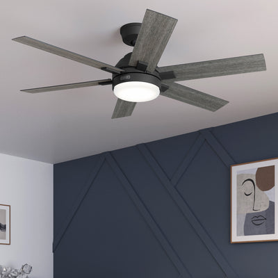 52 inch Georgetown ENERGY STAR® HunterExpress Matte Black Ceiling Fan with LED Light Kit and Handheld Remote