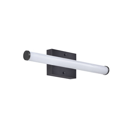 18-inch Matte Black Cylinder Bath Bar Vanity Light with White Shade