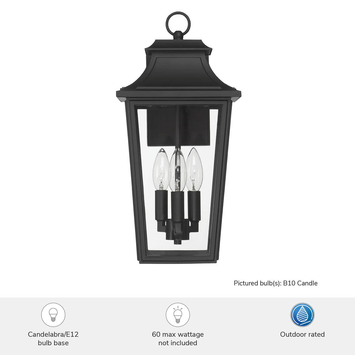 Spring Cove 17-inch 3-light Matte Black Outdoor Wall Light with Clear Glass