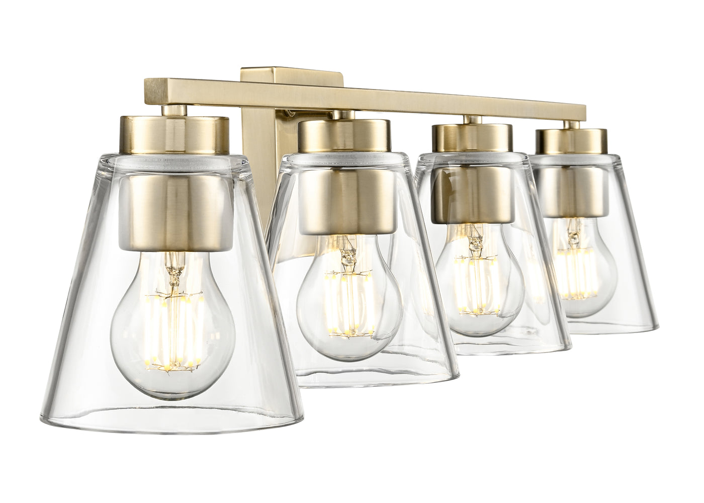 31-inch Strayhan Modern Gold 4-Light Clear Glass Bathroom Vanity Light