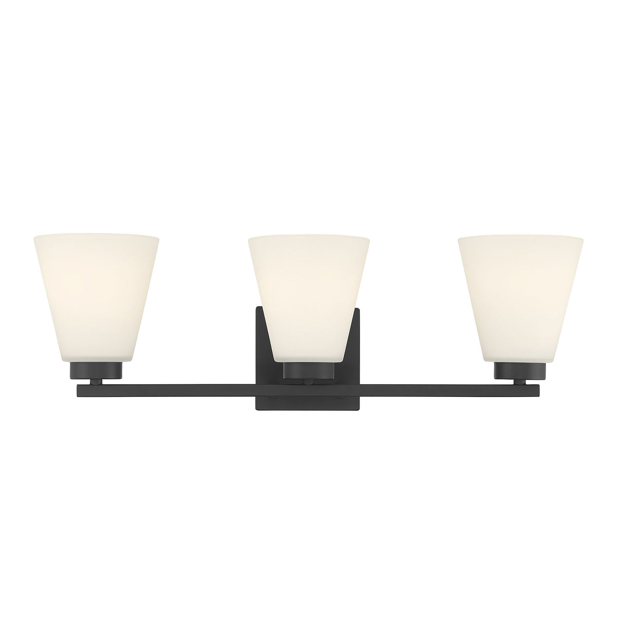 22-inch Strayhan Matte Black 3-Light White Frosted Glass Bathroom Vanity Light