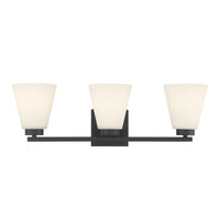22-inch Strayhan Matte Black 3-Light White Frosted Glass Bathroom Vanity Light