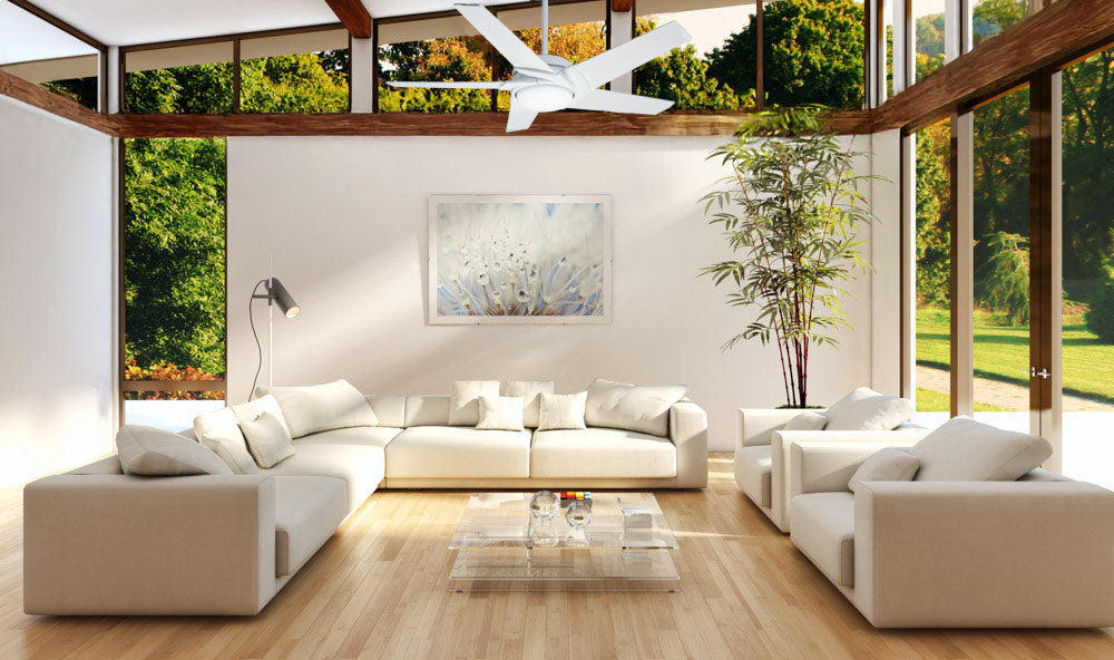Casablanca 54 inch Stealth Snow White Ceiling Fan with LED Light Kit and Handheld Remote