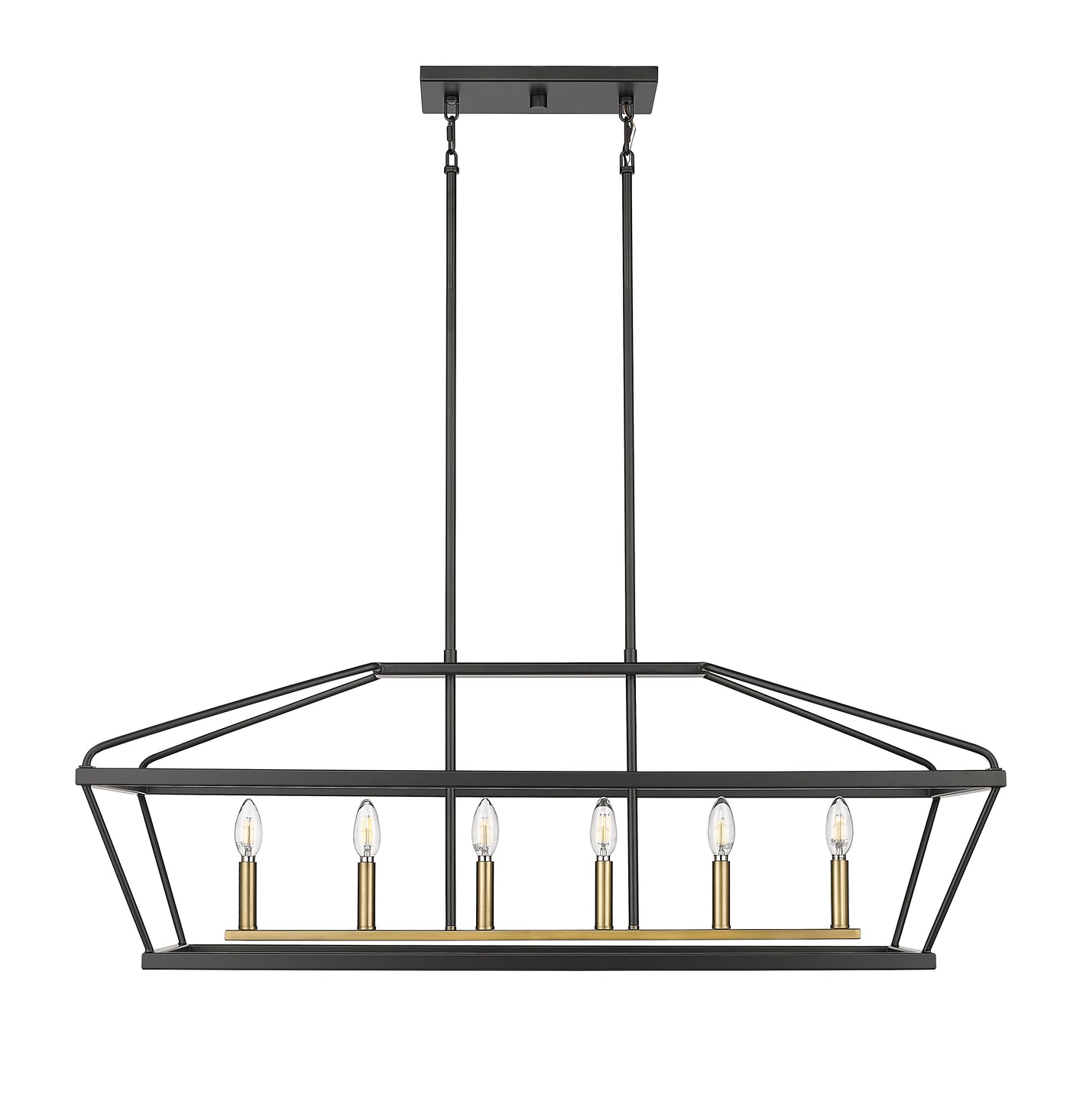 15.25'' Surrey Matte Black/Vintage Brass 6 Light Linear Chandelier