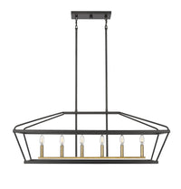 15.25'' Surrey Matte Black/Vintage Brass 6 Light Linear Chandelier