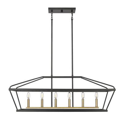 15.25'' Surrey Matte Black/Vintage Brass 6 Light Linear Chandelier