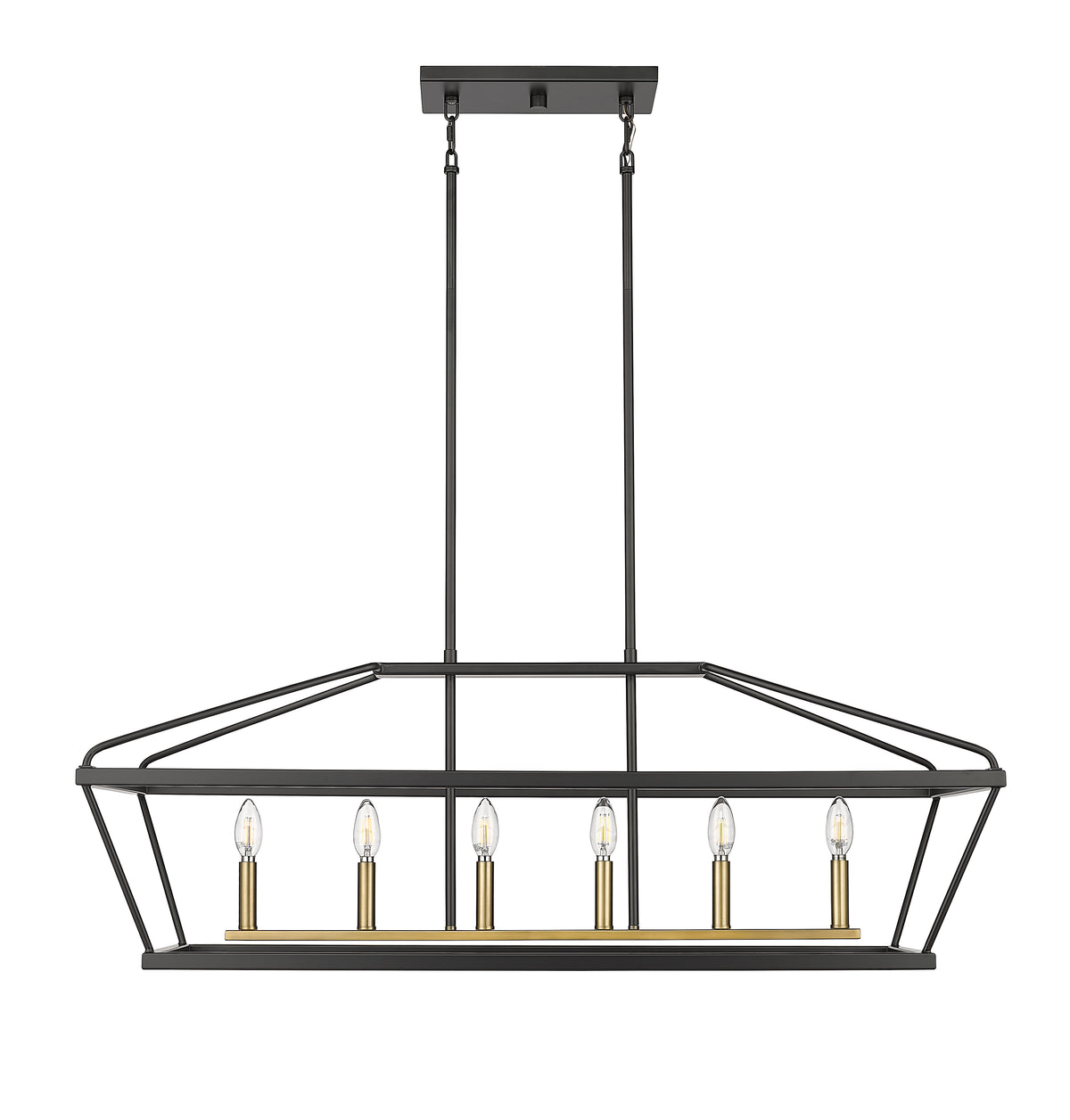 15.25'' Surrey Matte Black/Vintage Brass 6 Light Linear Chandelier