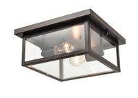 12-inch Evanton Powder Coated Bronze 2-Light Outdoor Flush Mount Ceiling Light with Clear Glass