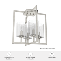 Kerrison 14.5-inch 4-light Brushed Nickel Semi-Flush Mount with Seeded Glass