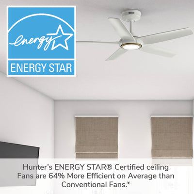 44 inch Zentech Wi-Fi ENERGY STAR® Fresh White LED Damp Rated Ceiling Fan Handheld Remote