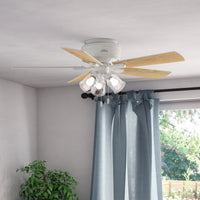 52 inch Crestfield Fresh White Low Profile Ceiling Fan with LED Light Kit and Pull Chain