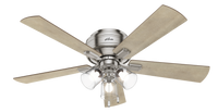 52 inch Crestfield Brushed Nickel Low Profile Ceiling Fan with LED Light Kit and Pull Chain