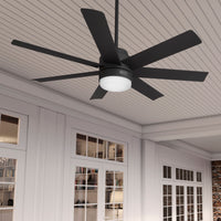 52 inch Brazos ENERGY STAR® Matte Black Damp Rated Ceiling Fan with LED Light Kit and Handheld Remote
