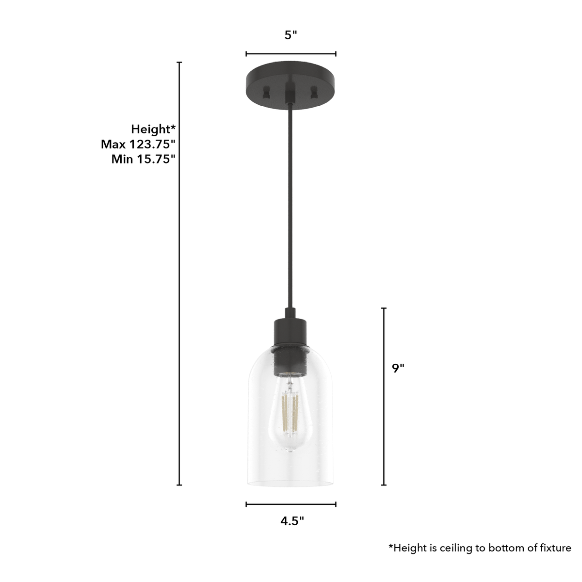 Lochemeade 4.5-inch 1-light Noble Bronze Pendant with Clear Seeded Glass