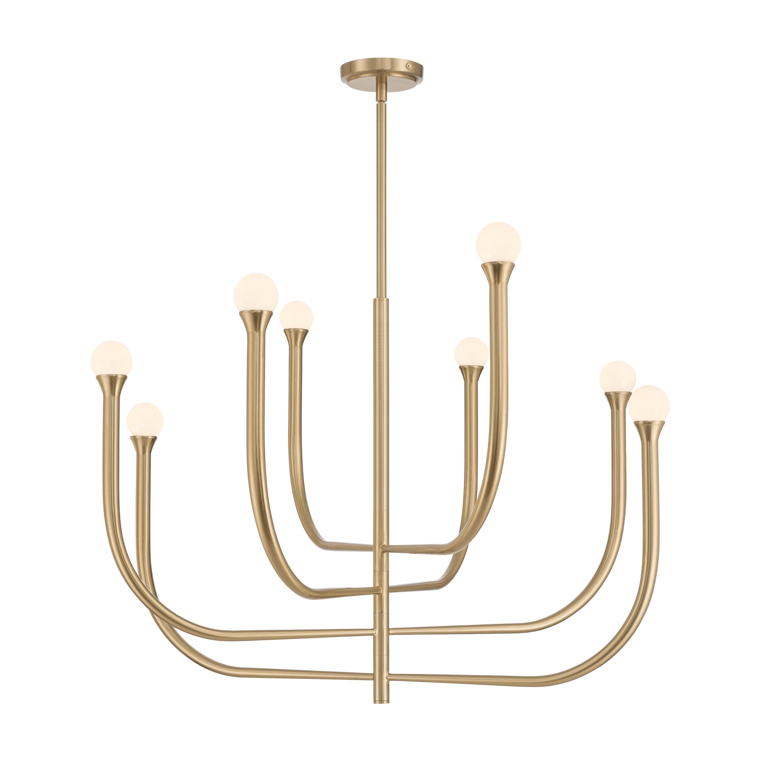 Dahlia 36-inch 8-light Brass Chandelier with Opal Glass Shades
