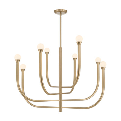 Dahlia 36-inch 8-light Brass Chandelier with Opal Glass Shades
