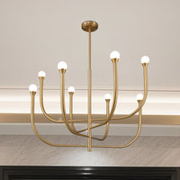 Dahlia 36-inch 8-light Brass Chandelier with Opal Glass Shades