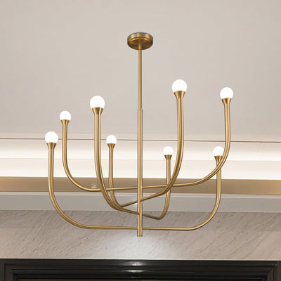 Dahlia 36-inch 8-light Brass Chandelier with Opal Glass Shades