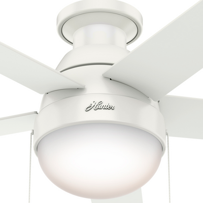 46 inch Anslee Fresh White Low Profile Ceiling Fan with LED Light Kit and Pull Chain