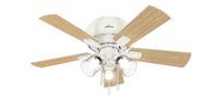 42 inch Crestfield Fresh White Low Profile Ceiling Fan with LED Light Kit and Pull Chain