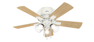 42 inch Crestfield Fresh White Low Profile Ceiling Fan with LED Light Kit and Pull Chain