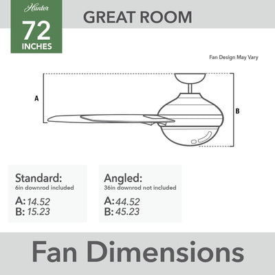 72 inch Downtown ENERGY STAR® Matte White Damp Rated Ceiling Fan and Wall Control