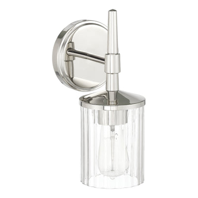 Andrea 5-inch 1-light Polished Nickel Vanity Light with Clear Ribbed Glass Shade