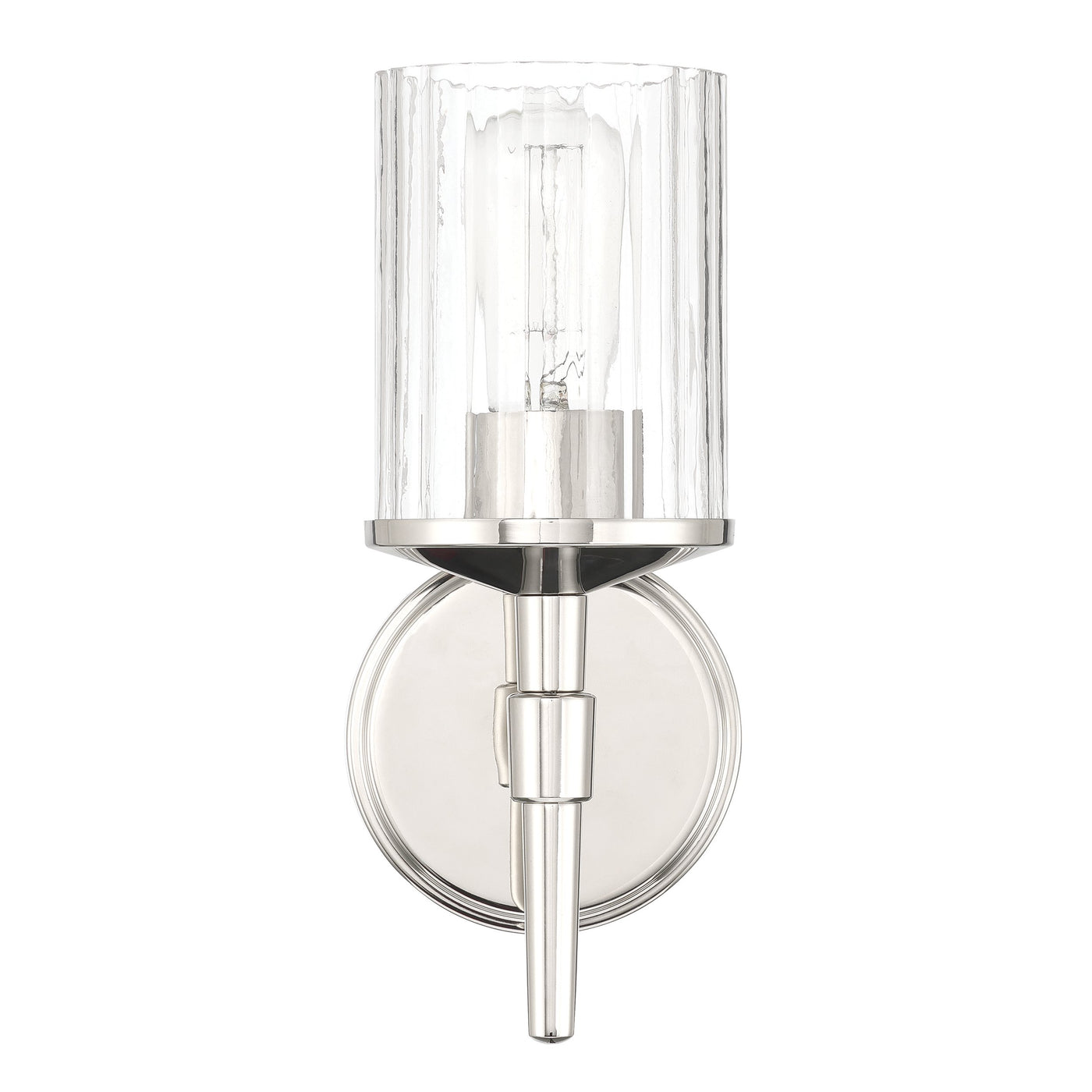 Andrea 5-inch 1-light Polished Nickel Vanity Light with Clear Ribbed Glass Shade
