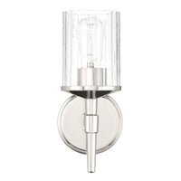 Andrea 5-inch 1-light Polished Nickel Vanity Light with Clear Ribbed Glass Shade