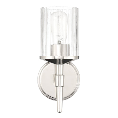 Andrea 5-inch 1-light Polished Nickel Vanity Light with Clear Ribbed Glass Shade